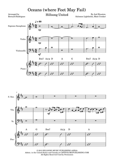 Oceans (where Feet May Fail) - Score Only (arr. Bernard Rodrigues)