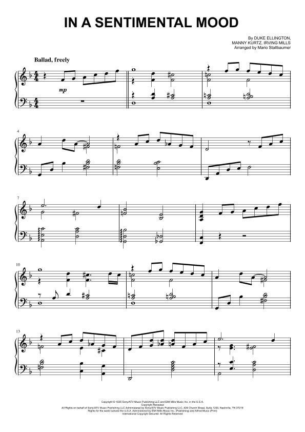 In A Sentimental Mood (arr. Mario Stallbaumer)