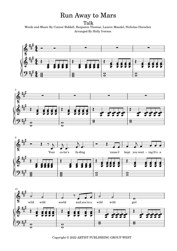 Run Away To Mars (arr. Holly Iverson)