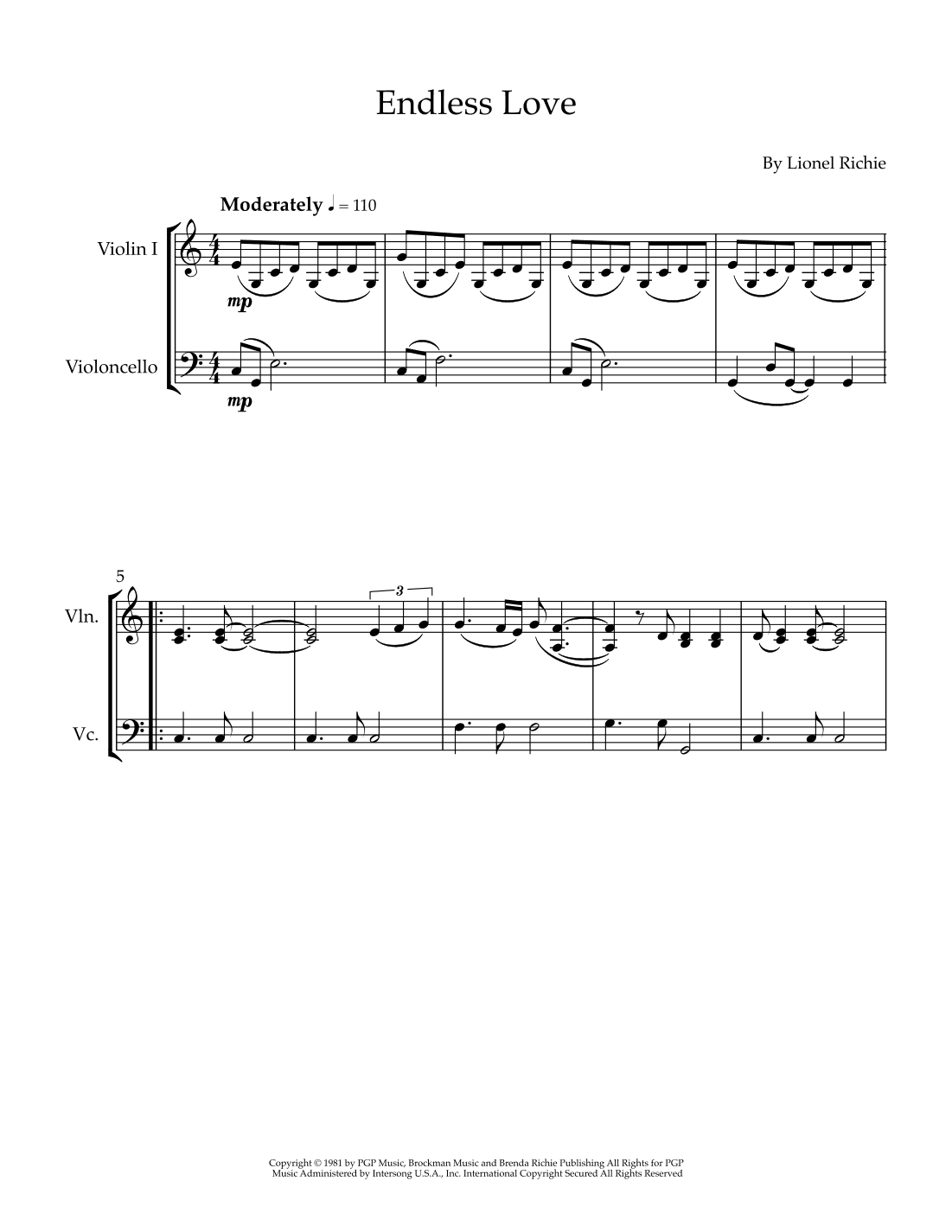 Endless Love (arr. Sherry Lewis)