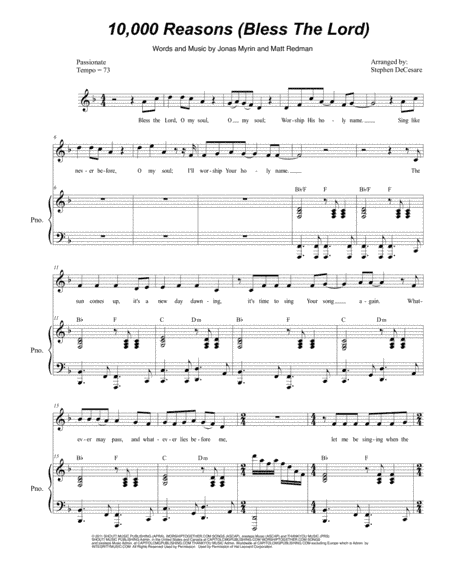 10,000 Reasons (Bless The Lord) (arr. Stephen DeCesare)