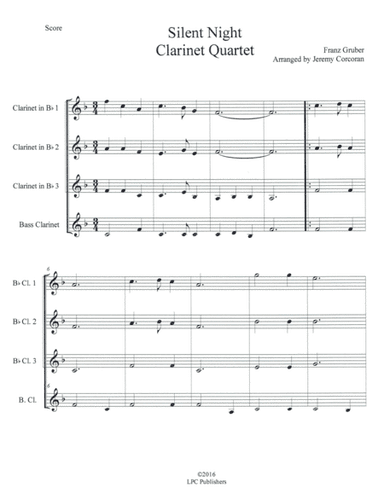 Silent Night for Clarinet Quartet (arr. Jeremy Corcoran)