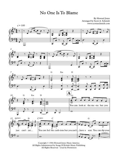 No One Is To Blame (arr. Scott A. Schmidt)