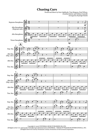 Chasing Cars (arr. Kayleigh Huelin)