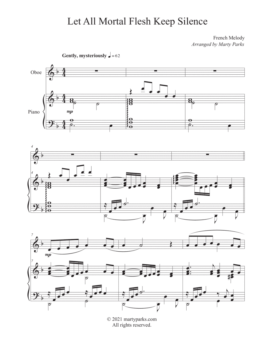 Let All Mortal Flesh Keep Silence (Oboe-Piano) (arr. Marty Parks)
