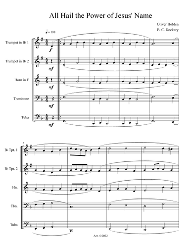 All Hail the Power of Jesus' Name (Brass Quintet) (arr. B. C. Dockery)