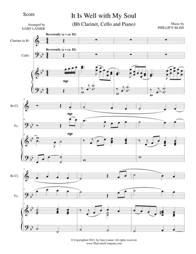 IT IS WELL WITH MY SOUL (Trio - Bb Clarinet, Cello, Piano with Score and Parts) (arr. Gary Lanier)