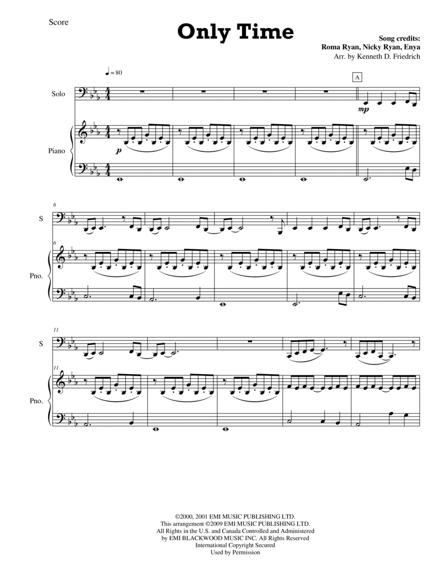 Only Time (arr. Kenneth D. Friedrich)