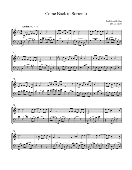 3 Italian Songs for Violin & Cello Duet (arr. Marion Maby)