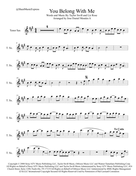 You Belong With Me (arr. Jose Daniel Morales A.)
