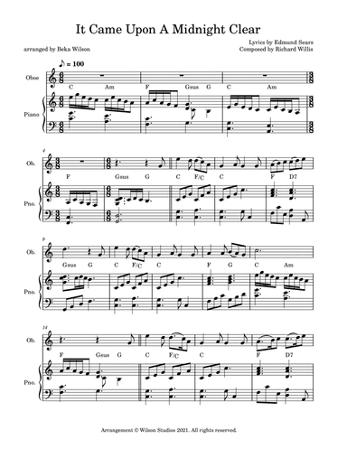 It Came Upon a Midnight Clear--oboe solo (arr. Beka Wilson)