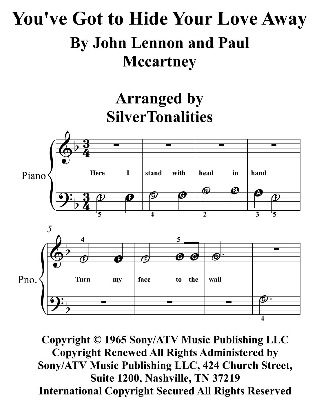 You've Got To Hide Your Love Away (arr. SilverTonalities)