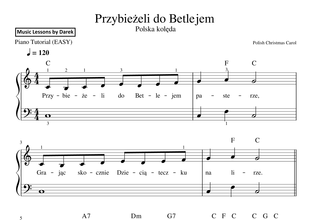 Przybiezeli do Betlejem (Polish Christmas Carol) [EASY PIANO] (arr. Darek)