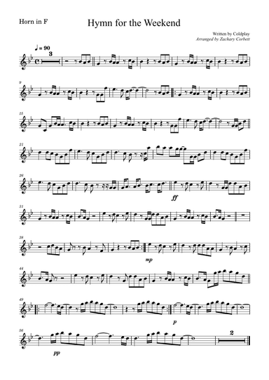 Hymn For The Weekend (arr. Zachary Corbett)