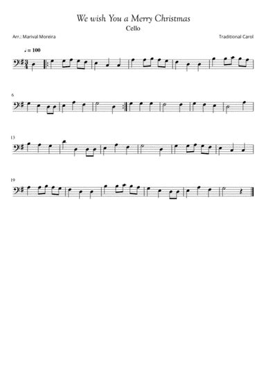 We wish you a Merry Christmas for Cello (arr. Marival Moreira)