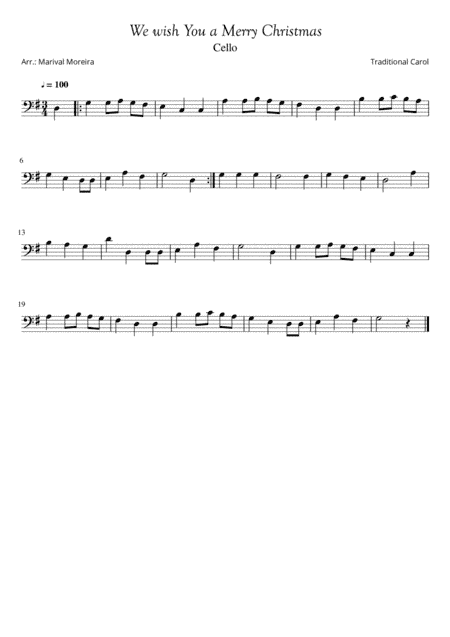 We wish you a Merry Christmas for Cello (arr. Marival Moreira)