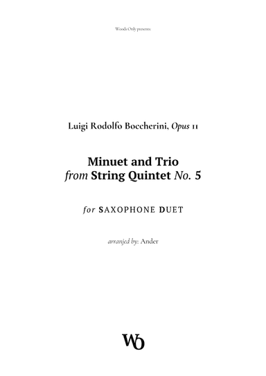 Minuet by Boccherini for Saxophone Duet (arr. Ander)
