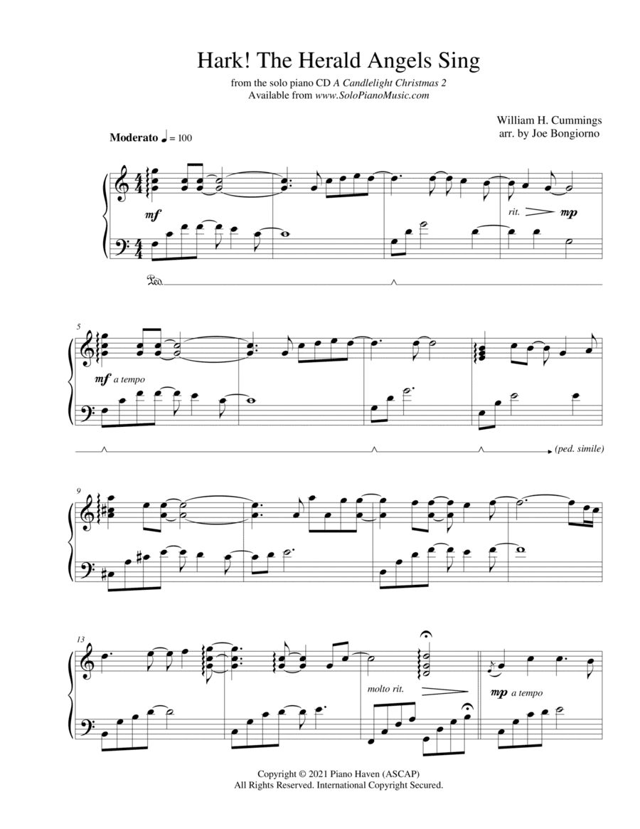 Hark! The Herald Angels Sing - Traditional Christmas Piano - by Joe Bongiorno (arr. Joe Bongiorno)