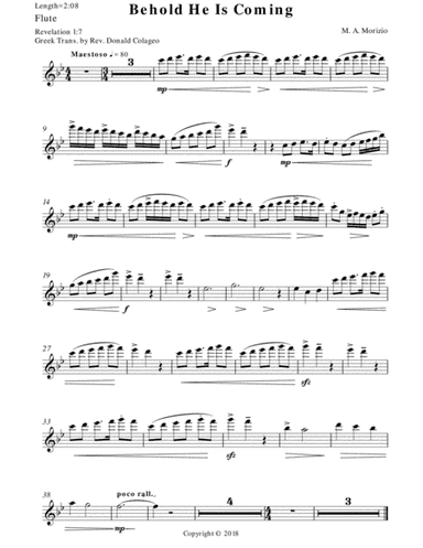 BEHOLD HE IS COMING - Flute