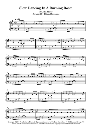 Slow Dancing In A Burning Room (arr. Thiago Marconato)