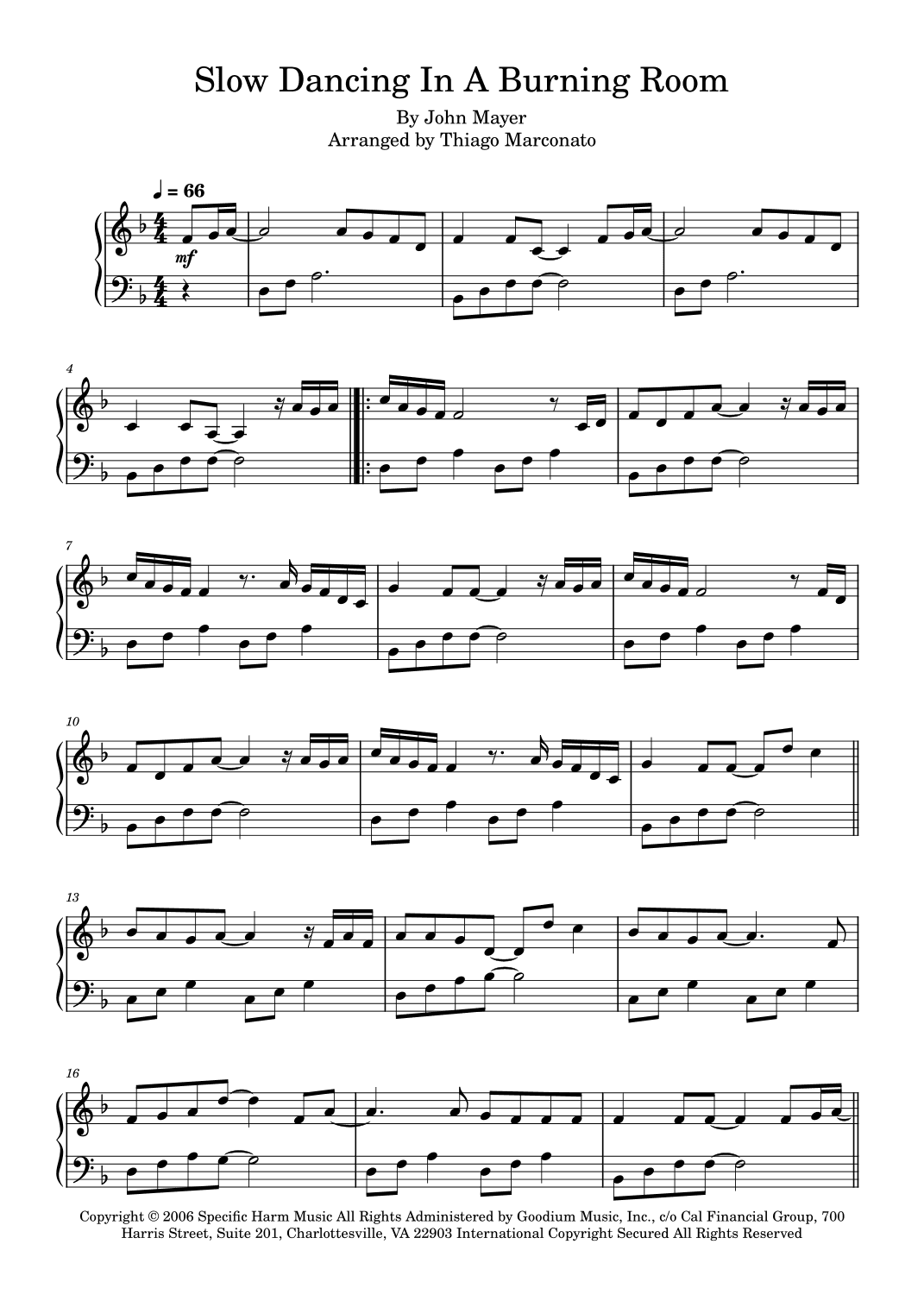 Slow Dancing In A Burning Room (arr. Thiago Marconato)