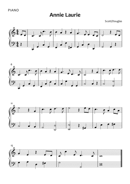 Annie Laurie - Easy Piano (arr. BWS Music)