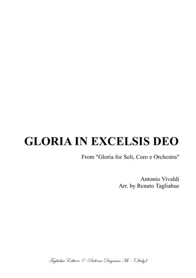 GLORIA IN EXCELSIS DEO - From "Gloria - RV 589 - Vivaldi" - For SATB Choir and Piano/Organ (arr. Renato Tagliabue)