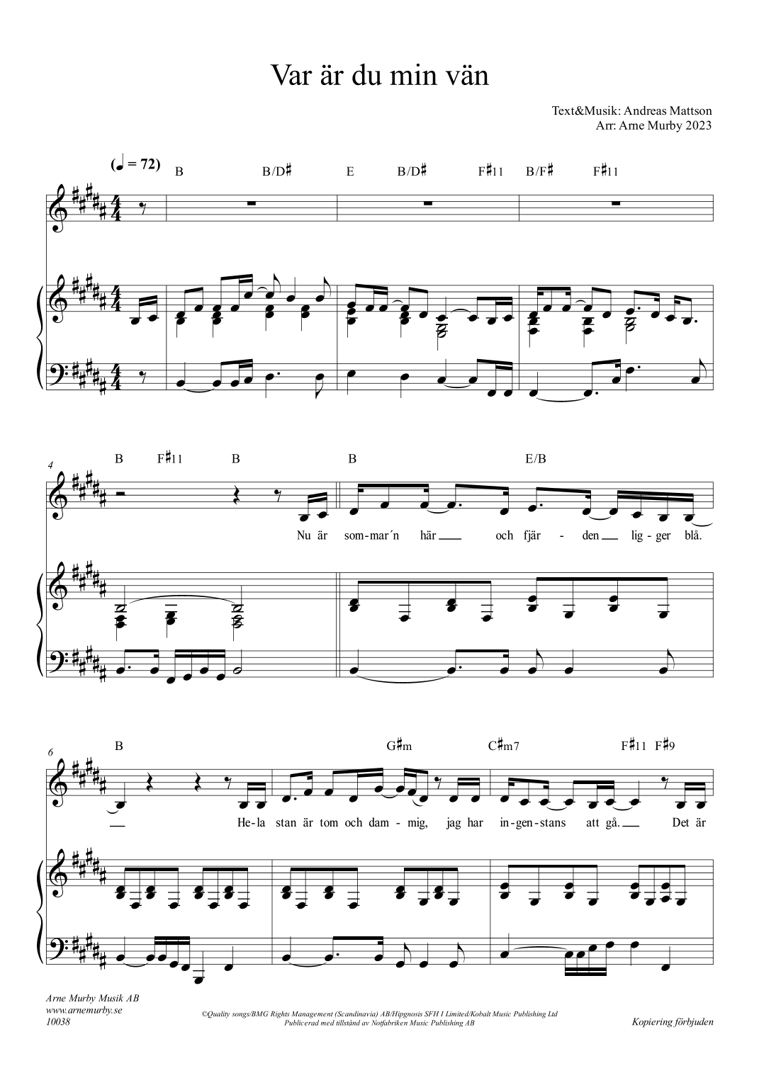 Var Ar Du Min Van (arr. Arne Murby)