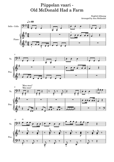 Soittosalkku: Piippolan vaari - Old McDonald Had a Farm (arr. Anu Holländer)