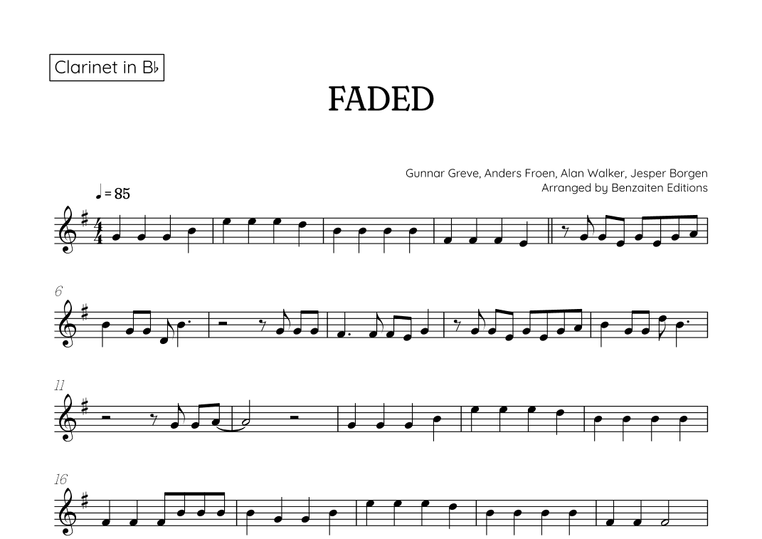 Faded (arr. Benzaiten Editions)