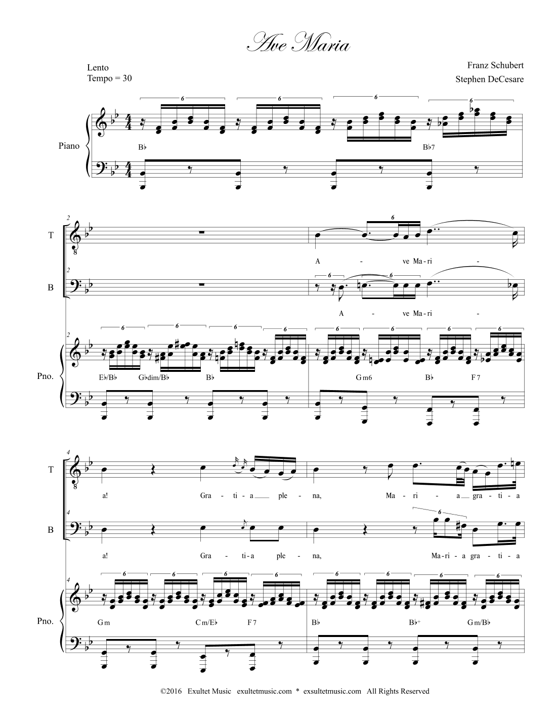 Ave Maria (Duet for Tenor and Bass solo - (High Key) (arr. Stephen DeCesare)