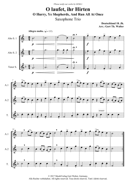O Hurry, Ye Shepherds, And Run All At Once (arr. Gert Th. Walter)