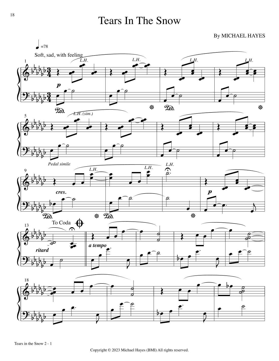 Tears in the Snow - From 24 Short Piano Pieces in All Keys