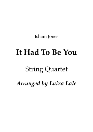 It Had To Be You (arr. Luiza Lale)