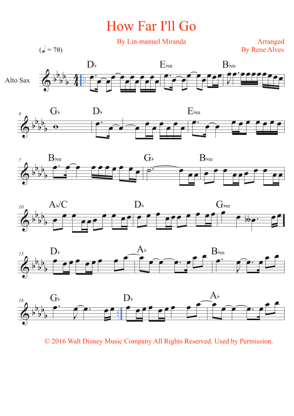 How Far I'll Go (arr. By Rene Alves)