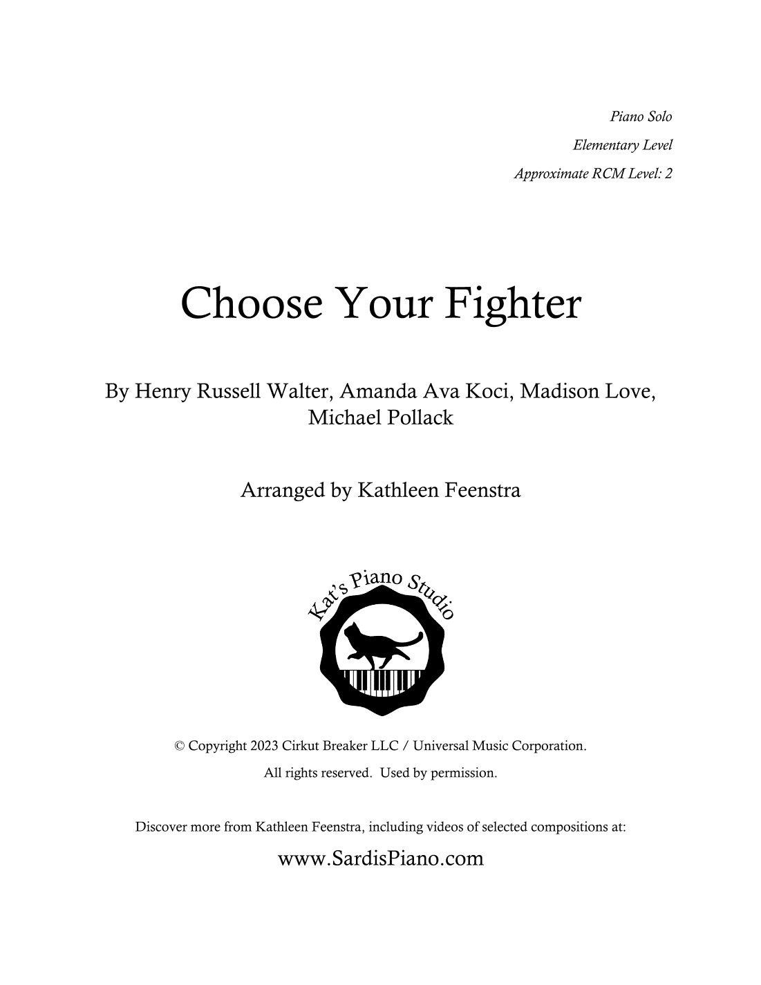 Choose Your Fighter (arr. Kathleen R Feenstra)
