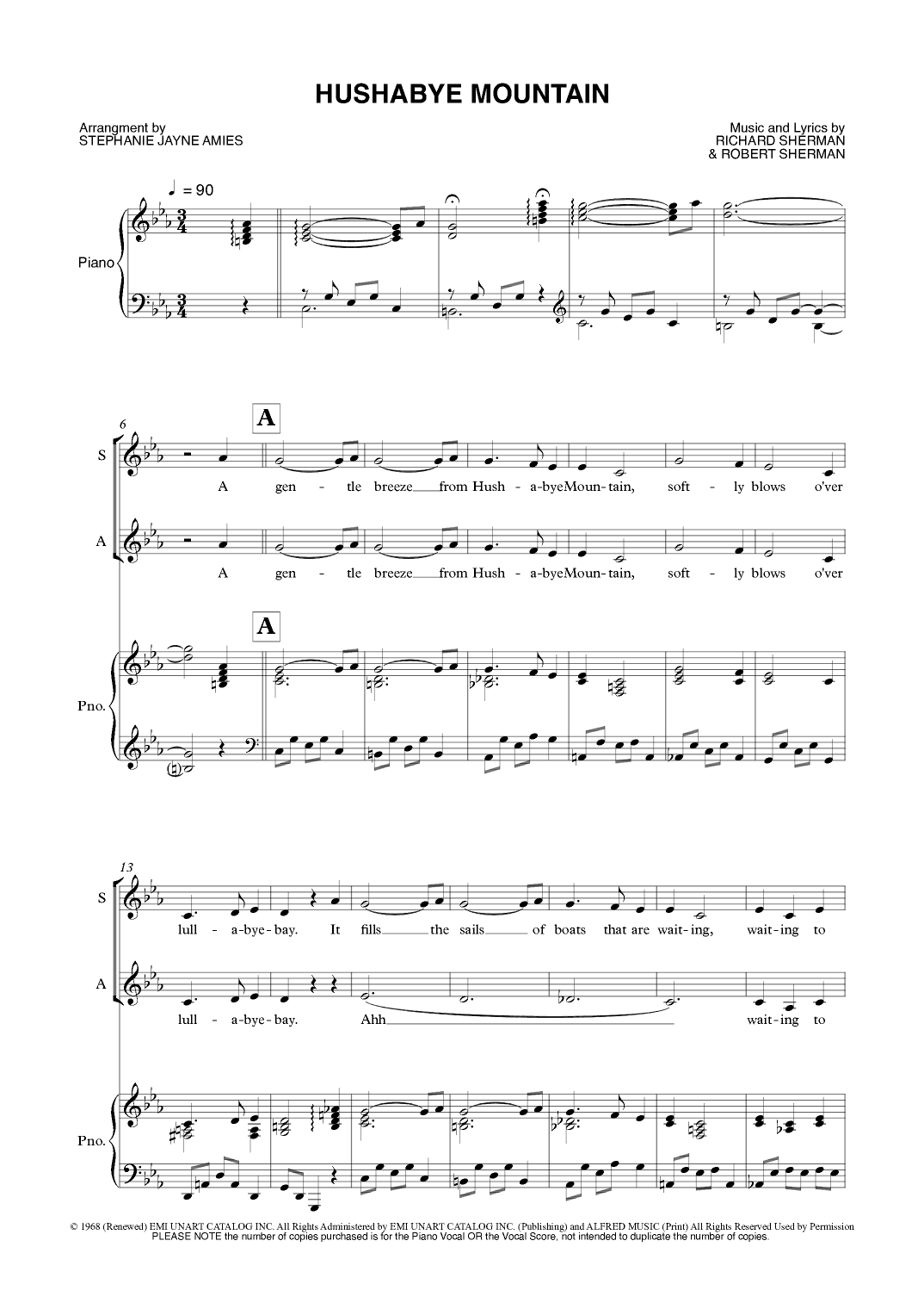 Hushabye Mountain (arr. Stephanie Jayne Amies)