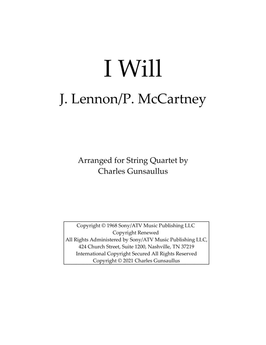 I Will (arr. Charles Gunsaullus)