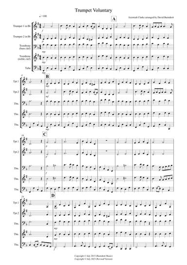 Trumpet Voluntary for Brass Quartet (arr. David Burndrett)