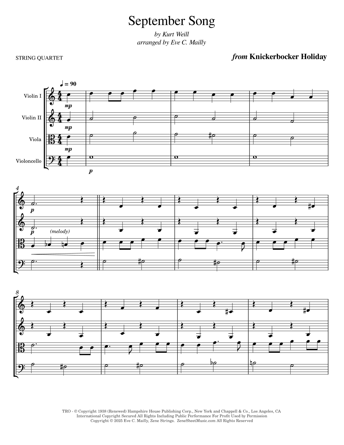 September Song (arr. Eve C. Mailly - Zene Strings)