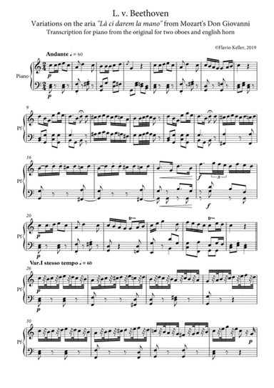 Beethoven - Variations on "Là ci darem la mano" for piano (arr. Flavio Keller)