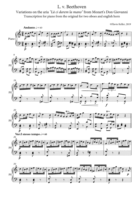 Beethoven - Variations on "Là ci darem la mano" for piano (arr. Flavio Keller)