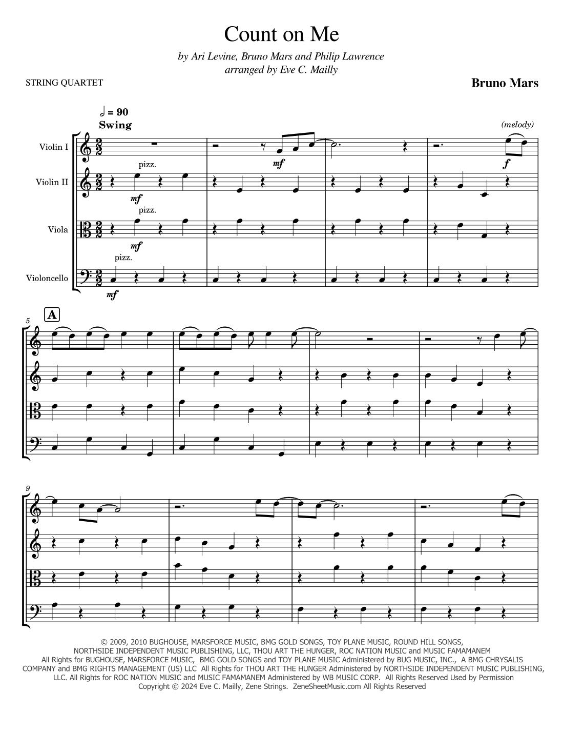 Count On Me (arr. Eve C. Mailly - Zene Strings)