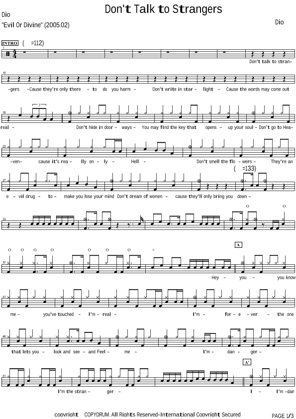 Don't Talk To Strangers (arr. COPYDRUM)