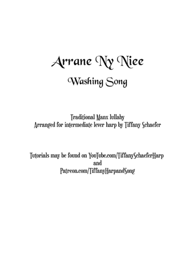 Arrane Ny Niee / Washing Song: Late Intermediate Harp (arr. Tiffany Schaefer)