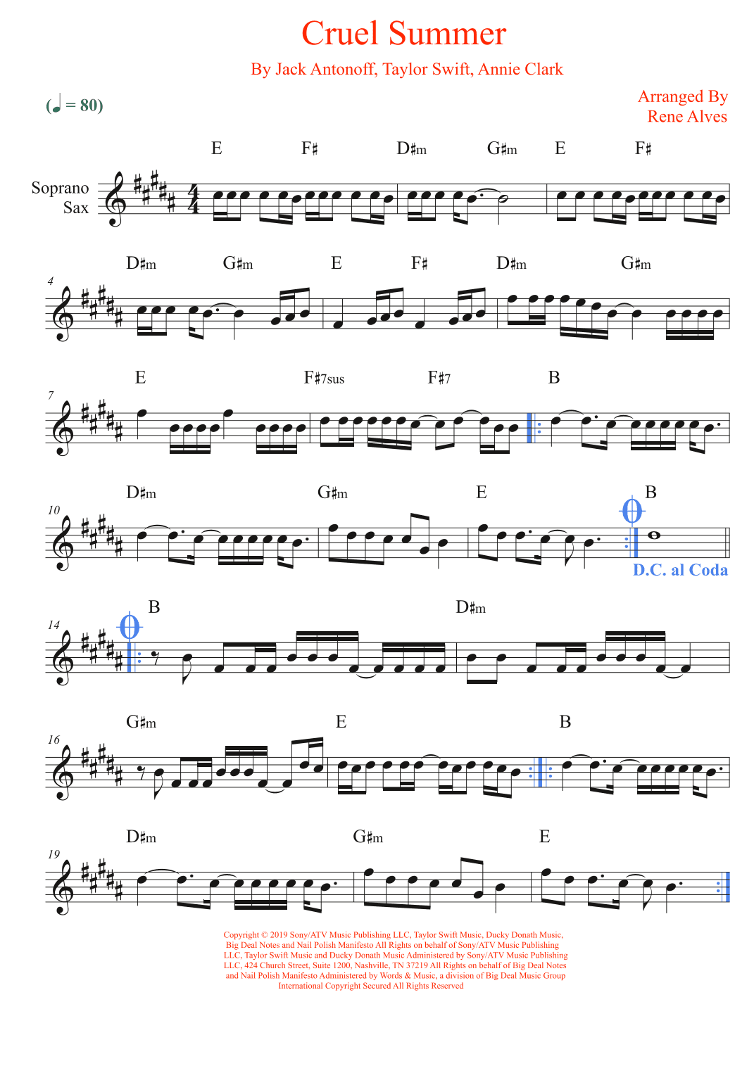 Cruel Summer (arr. Rene Alves)