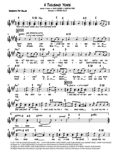 A Thousand Years (arr. Stephen Bulat)