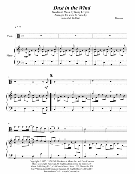 Dust In The Wind (arr. James M. Guthrie, ASCAP)