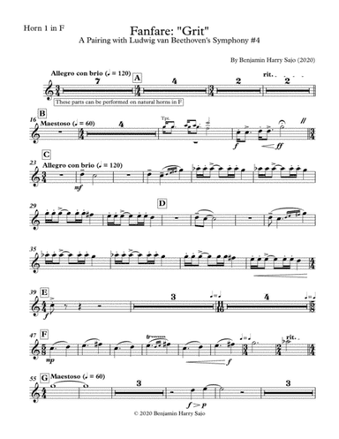 Fanfare: "Grit" - Horn 1 in F