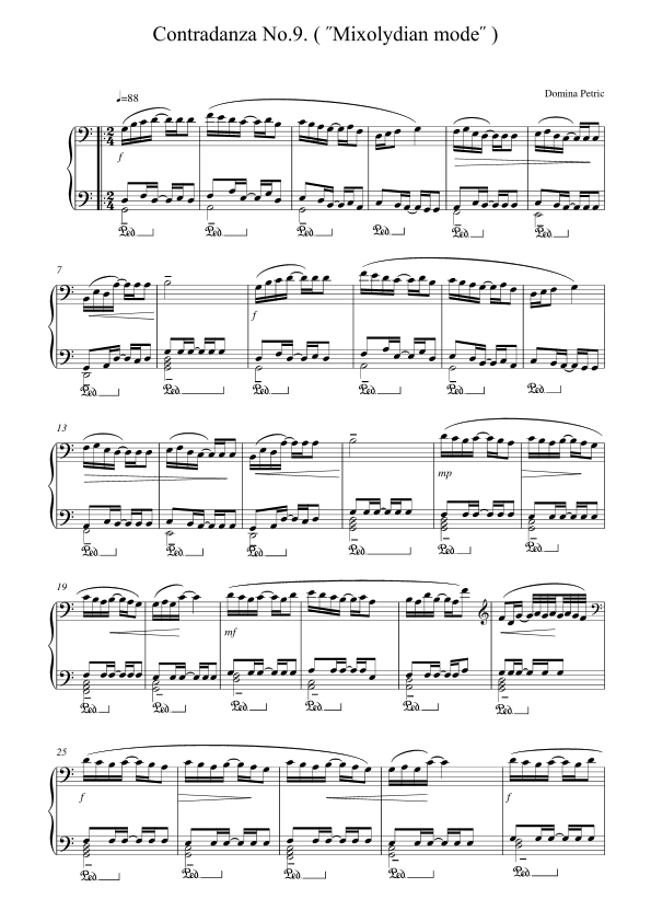 Ninth Contradanza: Mixolydian mode